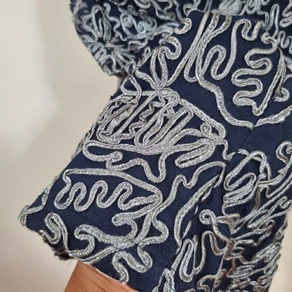 JS COLLECTIONS Soutache Cocktail Dress Blue Size 4 - Picture 10 of 15